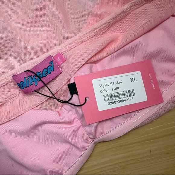 3 for $30 🌸 Edikted Solange Mesh Tube Top Pink Sheer Strapless Y2K Party XL NWT - Picture 6 of 8